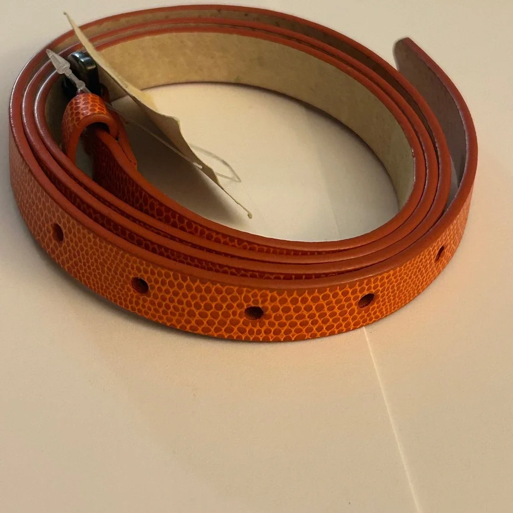 Coldwater Creek Burnt Orange Embossed Skinny Belt XL Misses 18 NEW